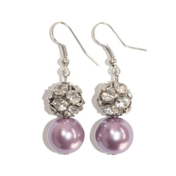Oorbellen strass pearl - Paars - Medase