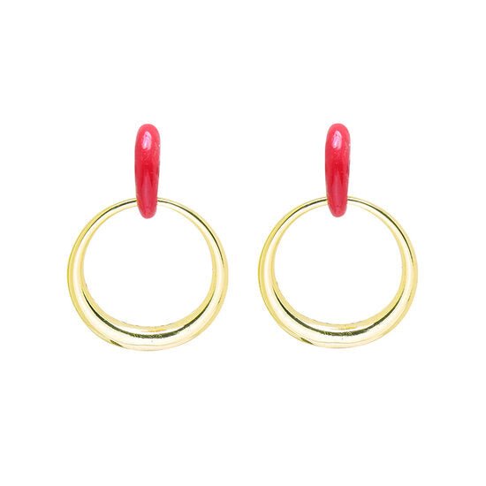 Oorbellen stylish - Rood/Goud - Medase