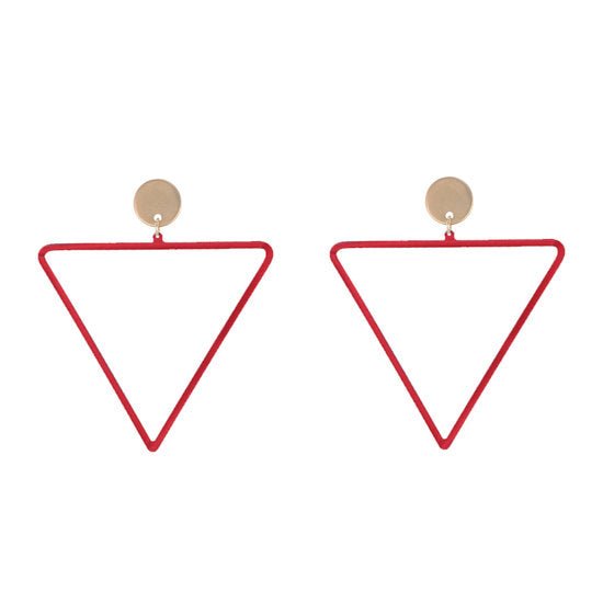 Oorbellen triangle - Rood/Zilver - Medase