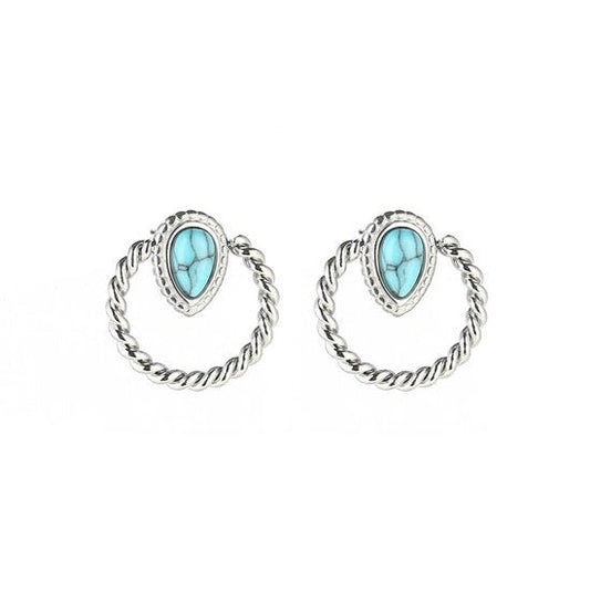 Oorknopjes rond turquoise - Medase