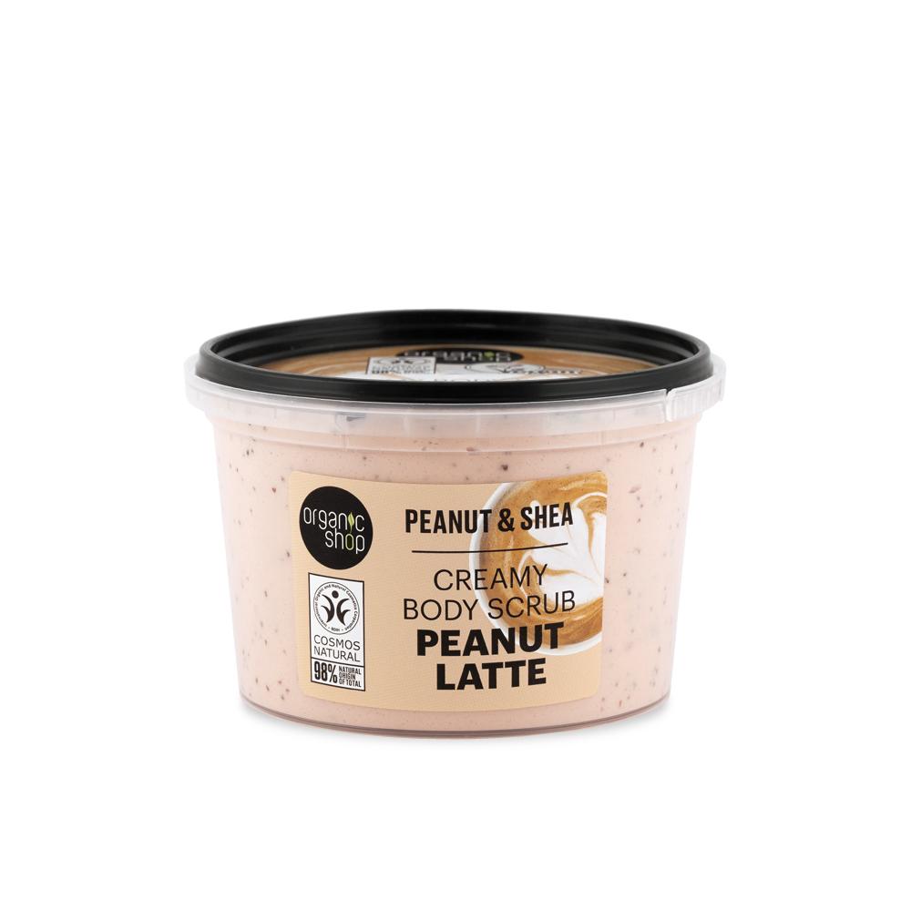 Organic Shop Body Scrub – Peanut Latte – Met Shea Boter & Pinda - extract – 250 ml - Medase