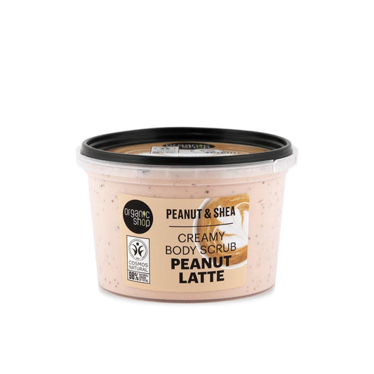 Organic Shop Body Scrub – Peanut Latte – Met Shea Boter & Pinda - extract – 250 ml - Medase