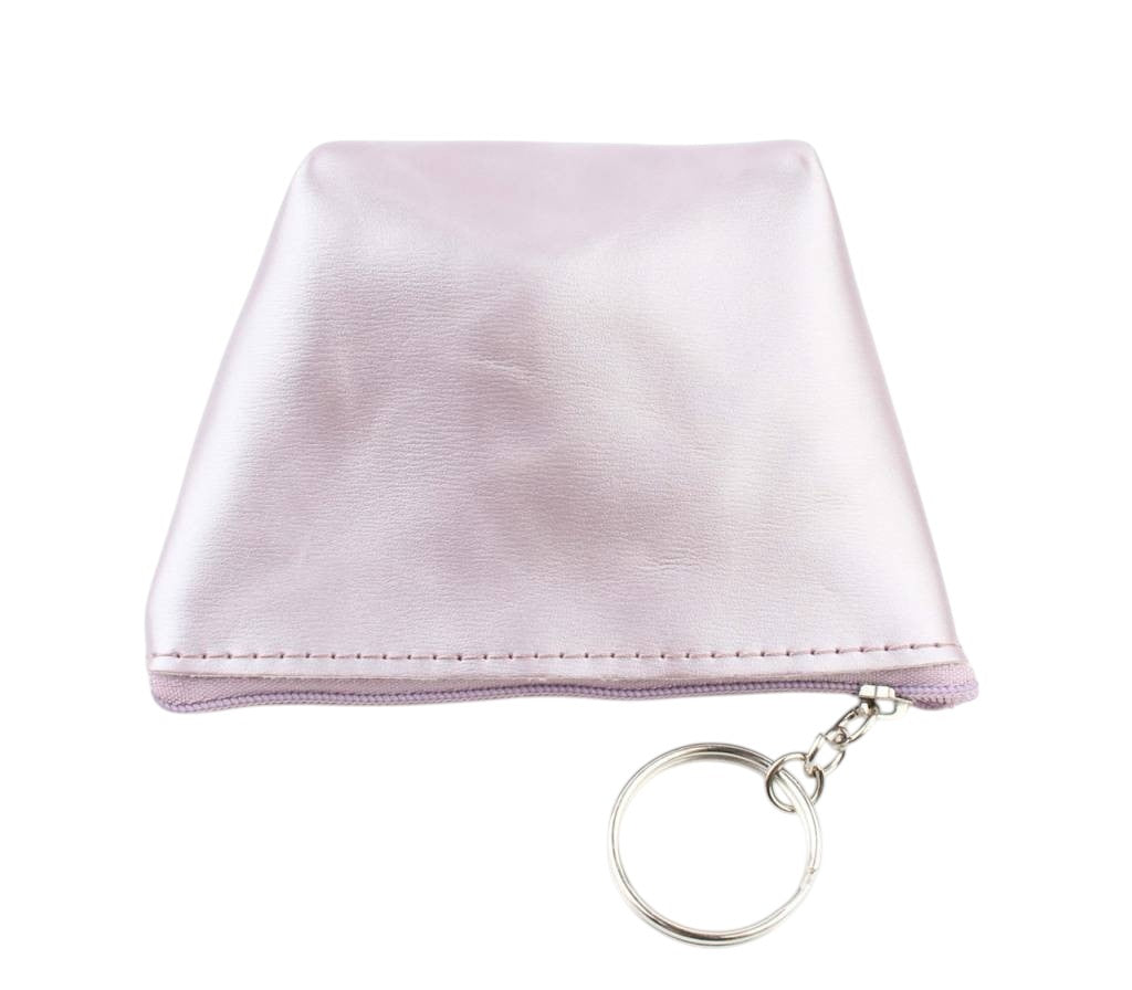 Paarse mini portemonnee met rits en sleutelhanger – handig voor kleingeld - Medase
