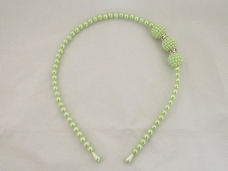 Parel/strass haarband - groen - Medase