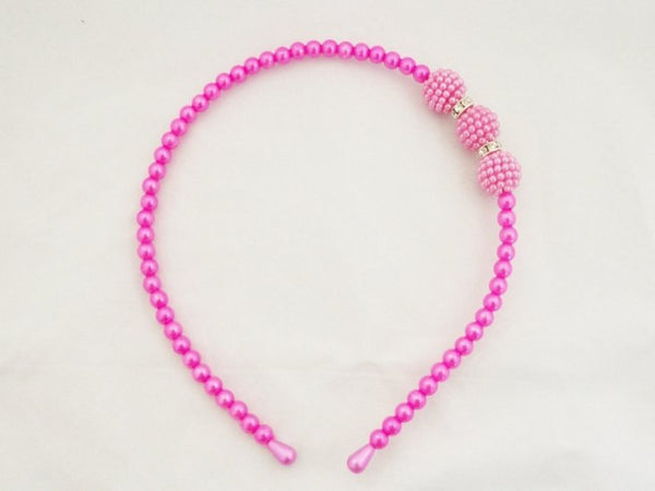 Parel/strass haarband - hard roze - Medase