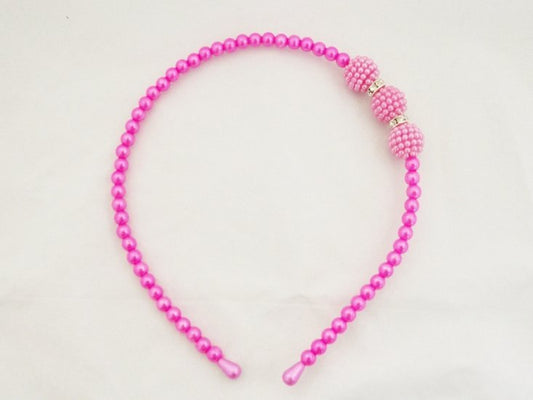 Parel/strass haarband - hard roze - Medase