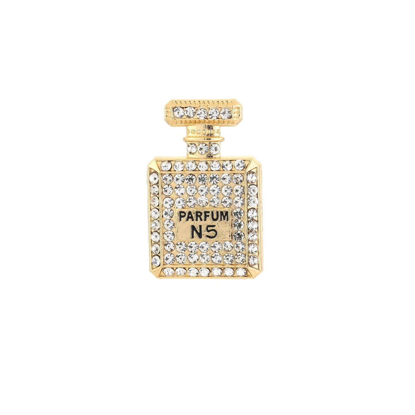 Parfum N5 Flesje Broche met Strass - Gouden Broche 4,5x3cm - Medase