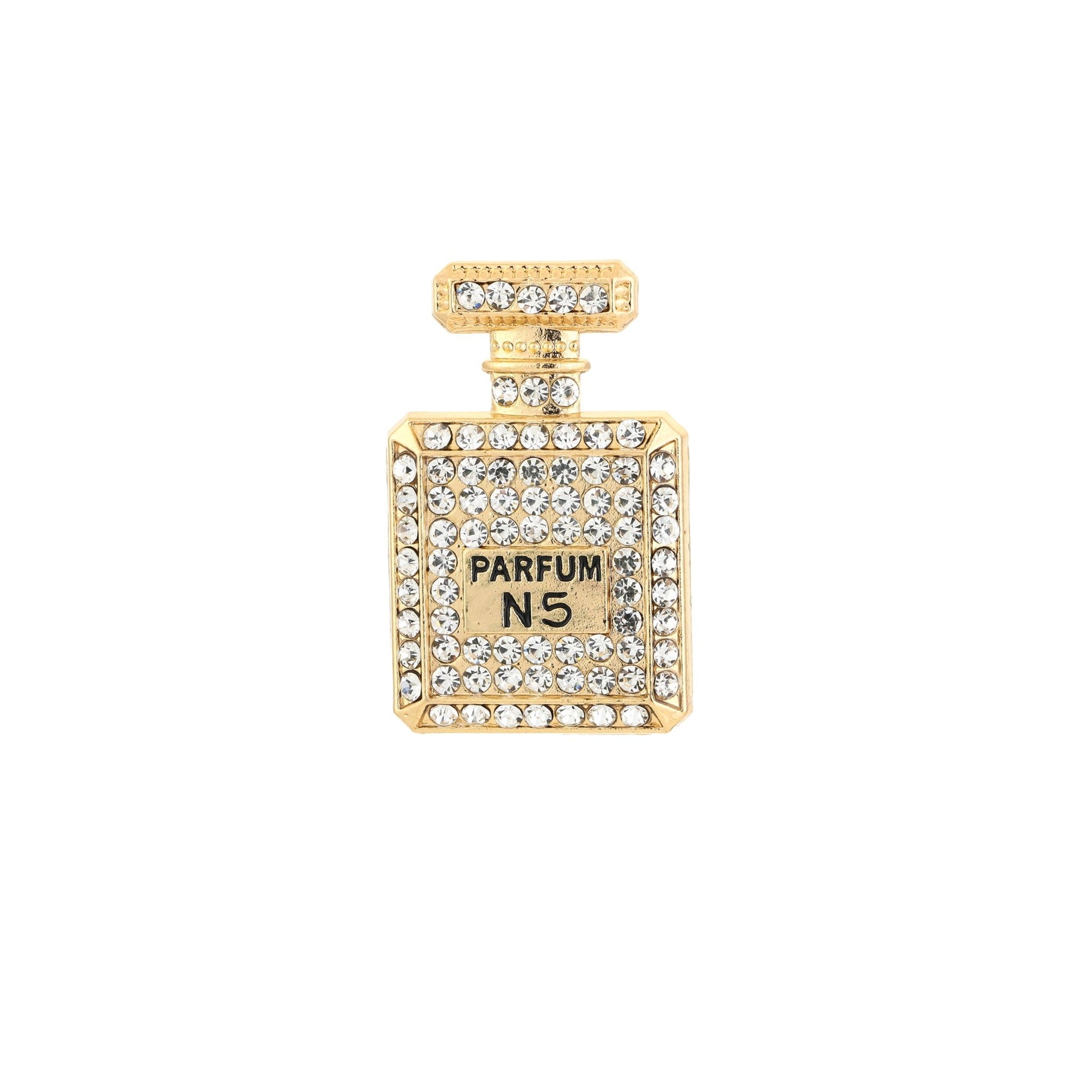 Parfum N5 Flesje Broche met Strass - Gouden Broche 4,5x3cm - Medase