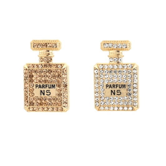 Parfum N5 Flesje Broche met Strass - Gouden Broche 4,5x3cm - Medase