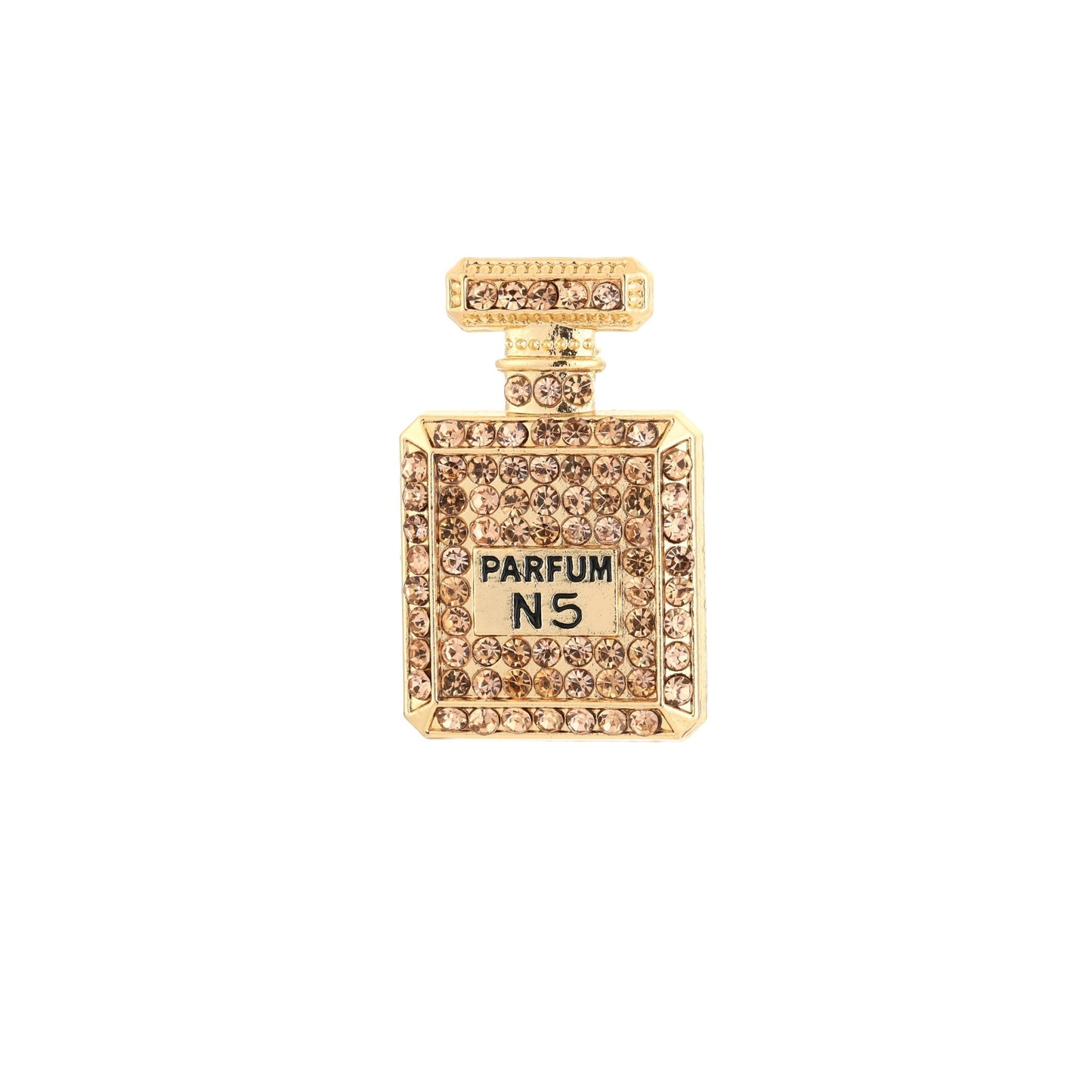 Parfum N5 Flesje Broche met Strass - Gouden Broche 4,5x3cm - Medase