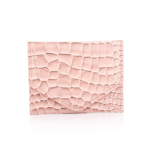 Pasjeshouder met croco motief - roze - Medase