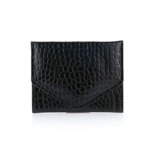 Pasjeshouder met croco motief - Zwart - Medase