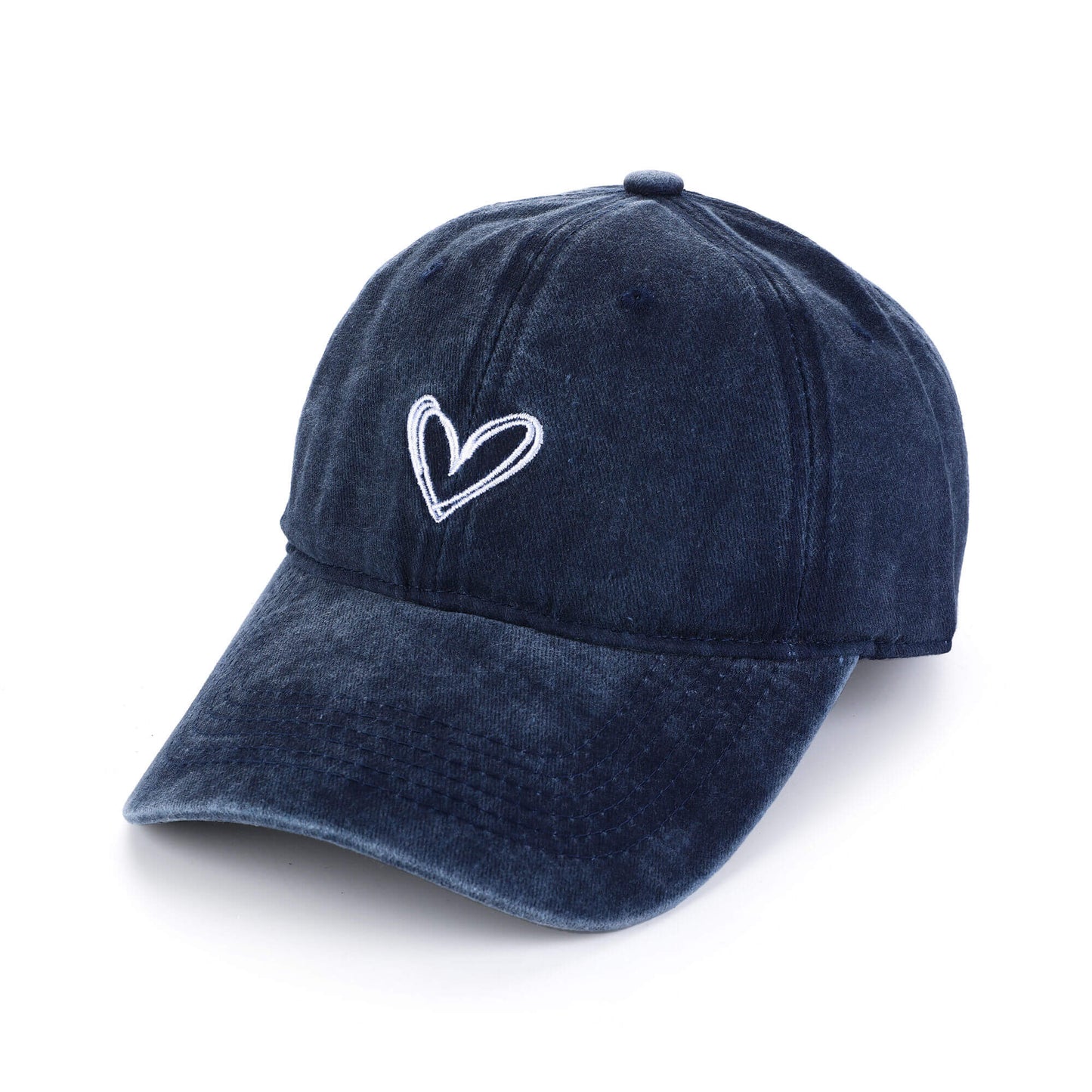 Pet geborduurd hartje 100% katoen donkerblauw verstelbaar ademend casual