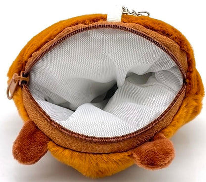 Pluche capybara sleutelhanger portemonnee 12x10cm binnenkant wit gevoerd rits kleingeld oortjes