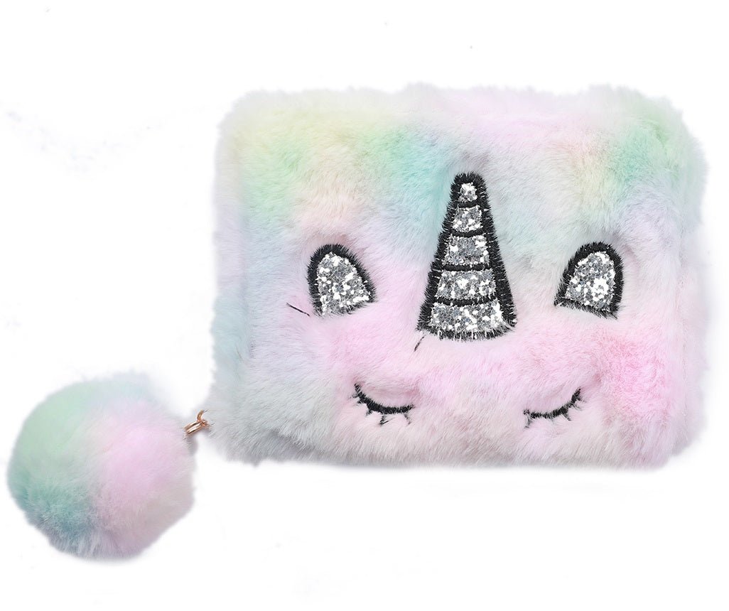 Pluche Portemonnee Eenhoorn of Kat - Fluffy Wallet met Pompom - Medase