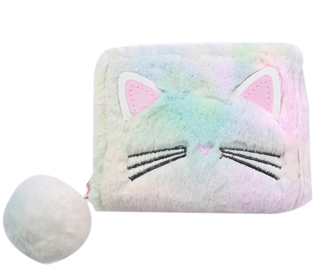 Pluche Portemonnee Eenhoorn of Kat - Fluffy Wallet met Pompom - Medase