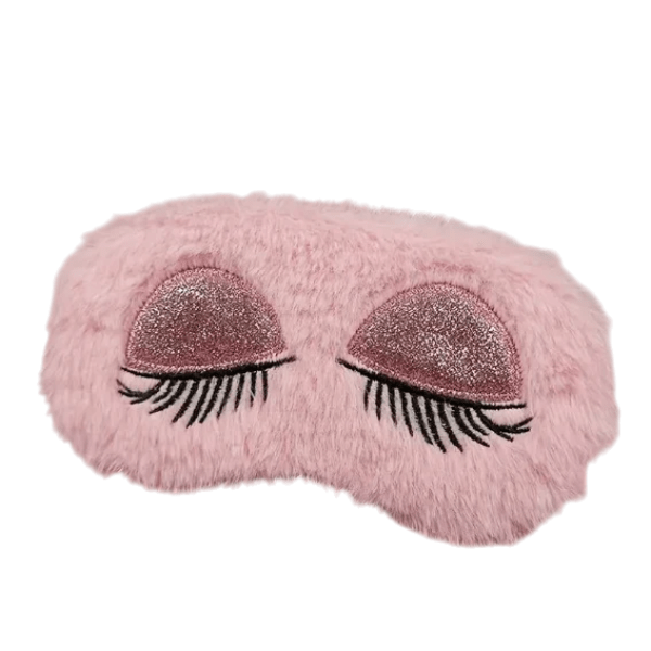 Pluche Slaapmasker met Wimpers - Roze Fluffy Oogmasker 19,5x11cm - Medase