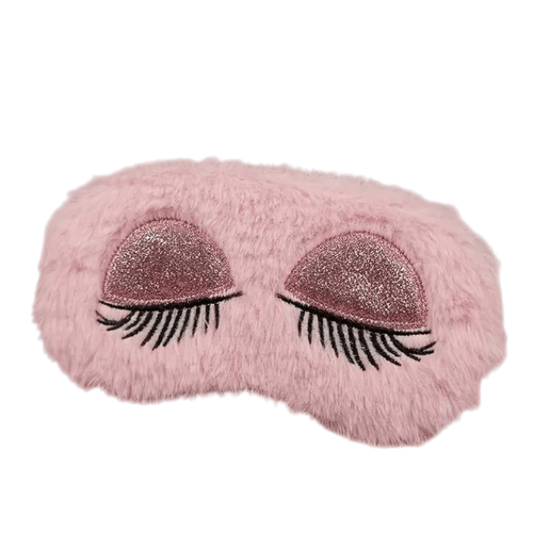 Pluche Slaapmasker met Wimpers - Roze Fluffy Oogmasker 19,5x11cm - Medase