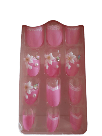 Press - on nagels pink flower - Medase