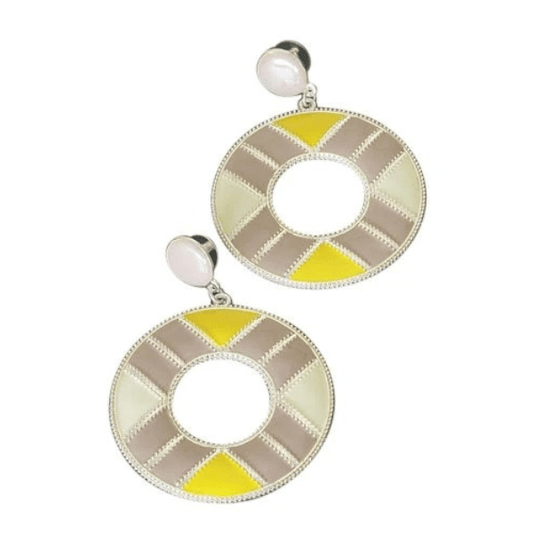 Retro oorbellen geel/beige - Medase