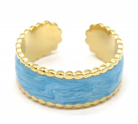 Ring colored - Goud/Blauw - Medase