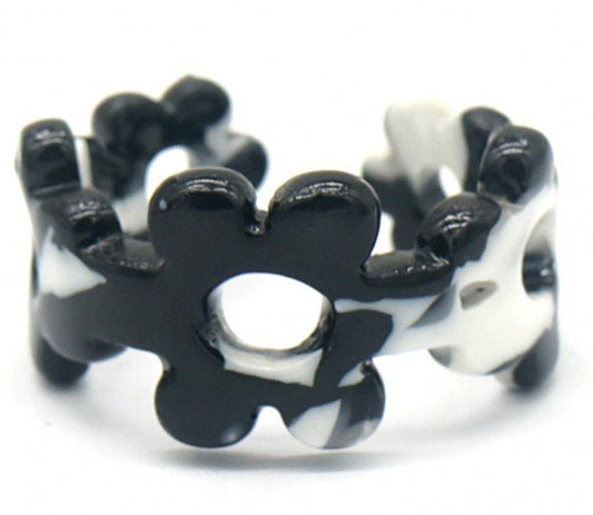 Ring flowers - Zwart/wit - Medase