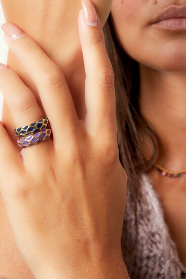 Ring giraf - Zilver/Blauw - MT 17 - Medase