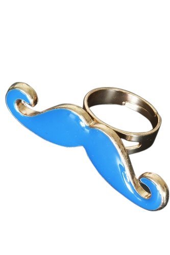 Ring met snor - Blauw - Medase