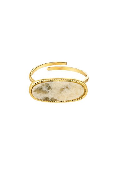 Ring natuursteen oval - Goud/Beige - Medase