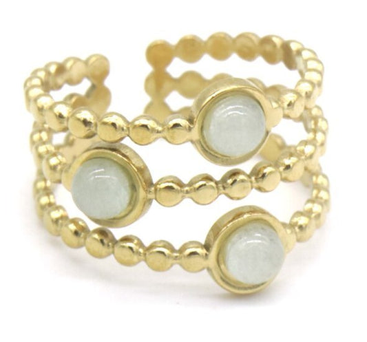 Ring twisted met steentjes - Goud - Medase
