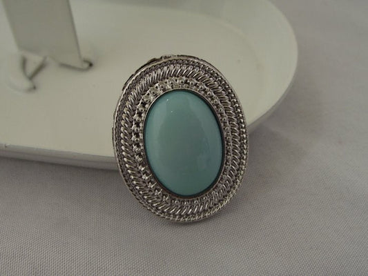 Ring zilver/blauw - Mt 17 - Medase