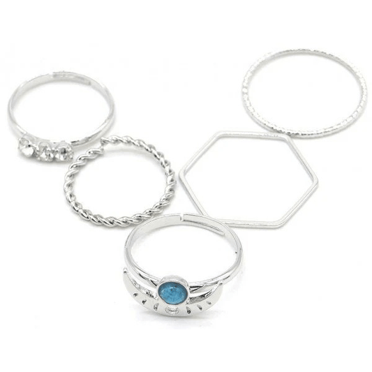 Ringen set blue moon - Maat 16/17/18 - Medase