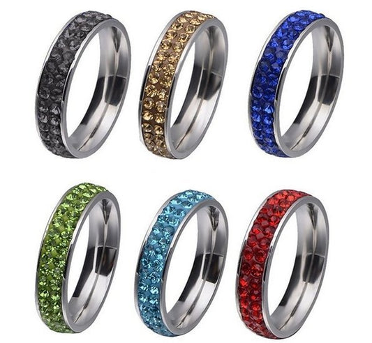 RVS strass ring - verschillende Maten/Kleuren - Medase