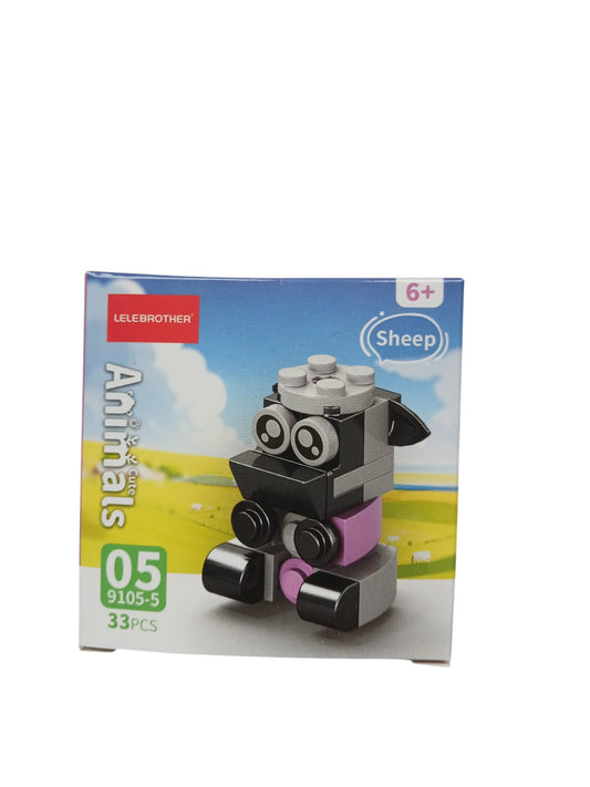 Schaap bouwblokken set 33 stuks 6+ schattig zwart wit roze decoratie creatief