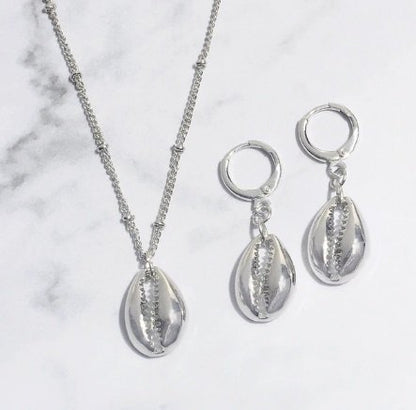 Schelpen setje ketting/oorbellen - Zilver - Medase