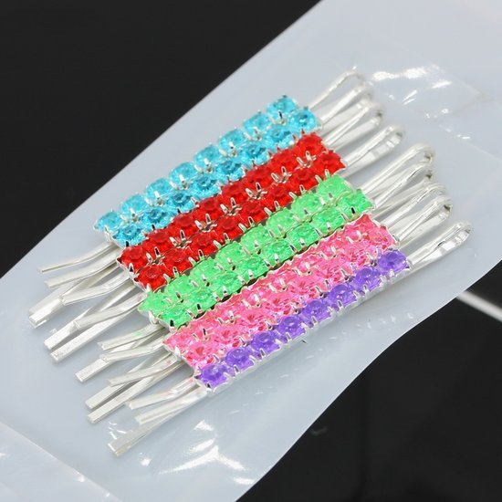 Schuifspeldjes strass 2 stuks div.kleuren - Medase