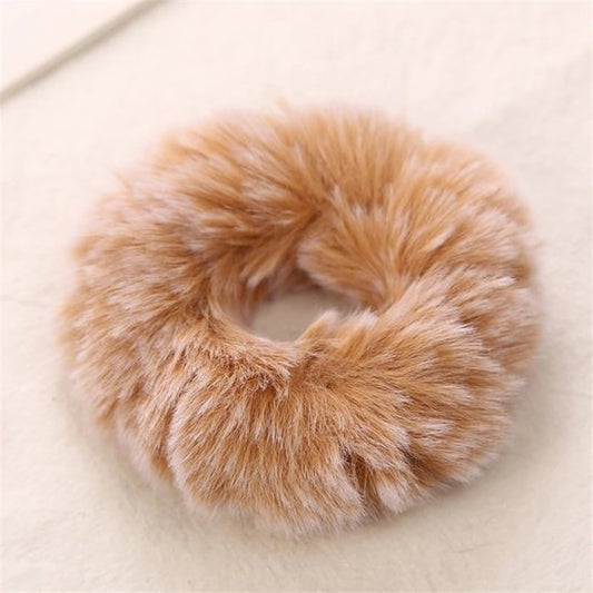 Scrunchie bont - Beige gemeleerd - Medase