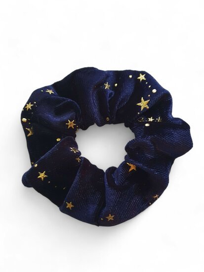 Scrunchie gold stars - Blauw - Medase