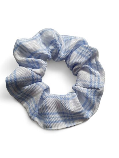 Scrunchie grove ruit - Blauw/wit - Medase