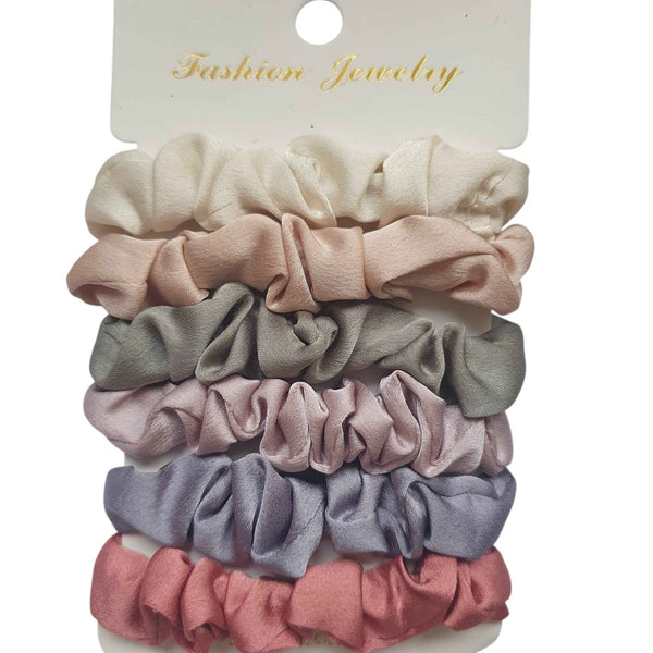 Set van 6 Scrunchies – Haaraccessoires in Zachte Kleuren - Medase