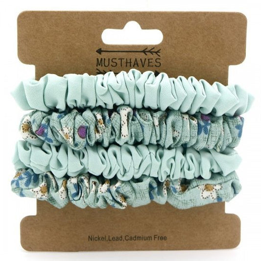 Set/4 stoffen haarelastieken - Licht Blauw - Medase