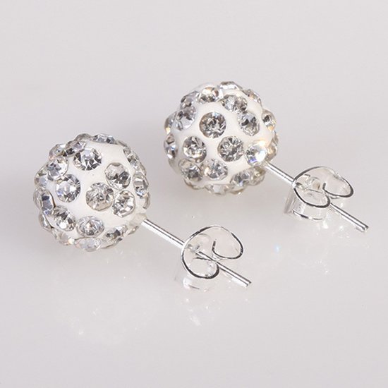 Shamballa oorknopje - Wit - Medase