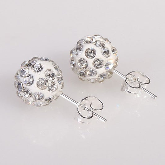 Shamballa oorknopje - Wit - Medase