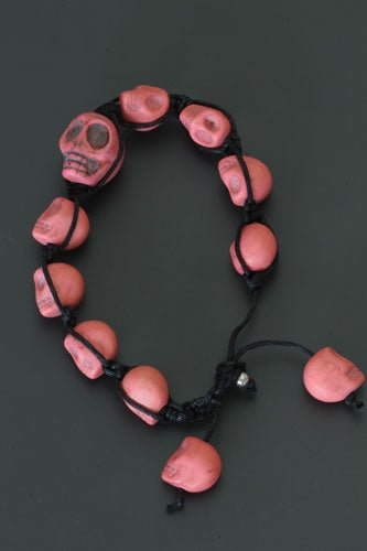 Shamballa stijl armband met roze skulls - Medase