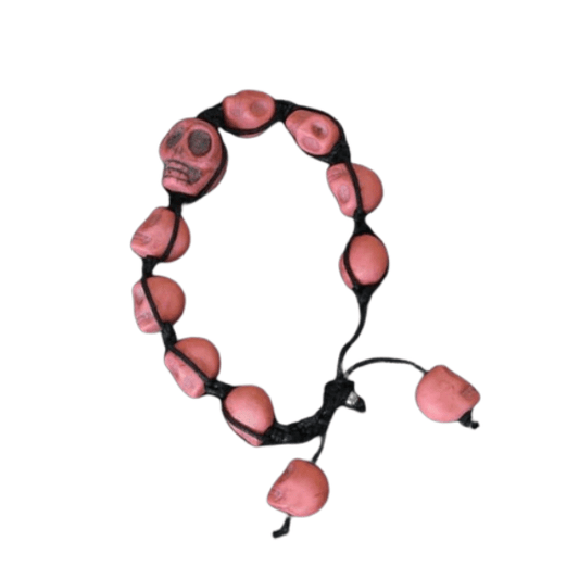 Shamballa stijl armband met roze skulls - Medase