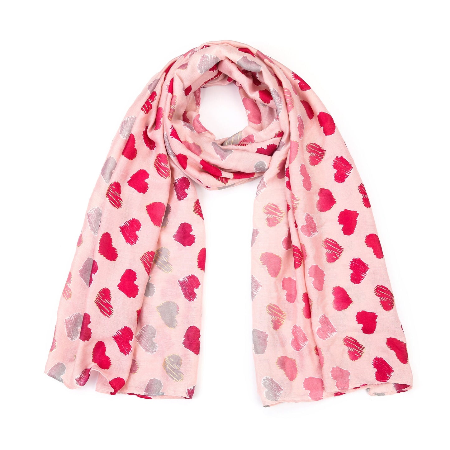 Sjaal met Hartenprint Roze - Katoen Viscose 90x180cm - Medase