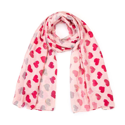 Sjaal met Hartenprint Roze - Katoen Viscose 90x180cm - Medase