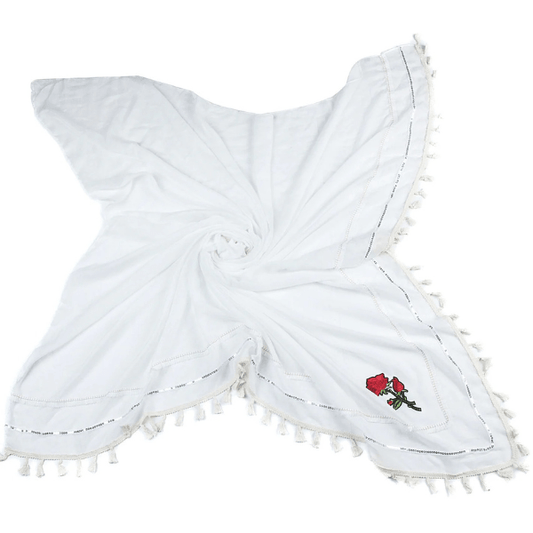 Sjaal met rozenborduursel en kwastjes – Div kleuren|Vierkante sjaal 134 x 134 - Medase