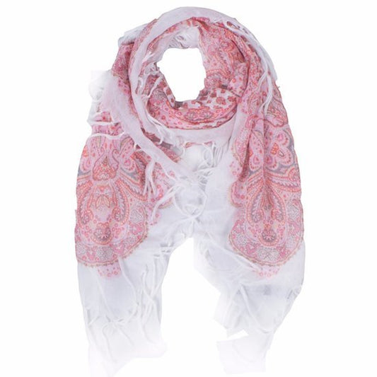 Sjaal paisley - Roze/wit - Medase