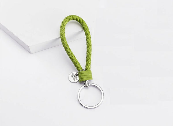 Sleutelhanger gevlochten leer - Groen - Medase